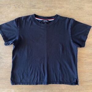 AYR Women's 100% Pima Cotton Boxy Crop Short Sleeve Crewneck T-Shirt-Black-Sze S